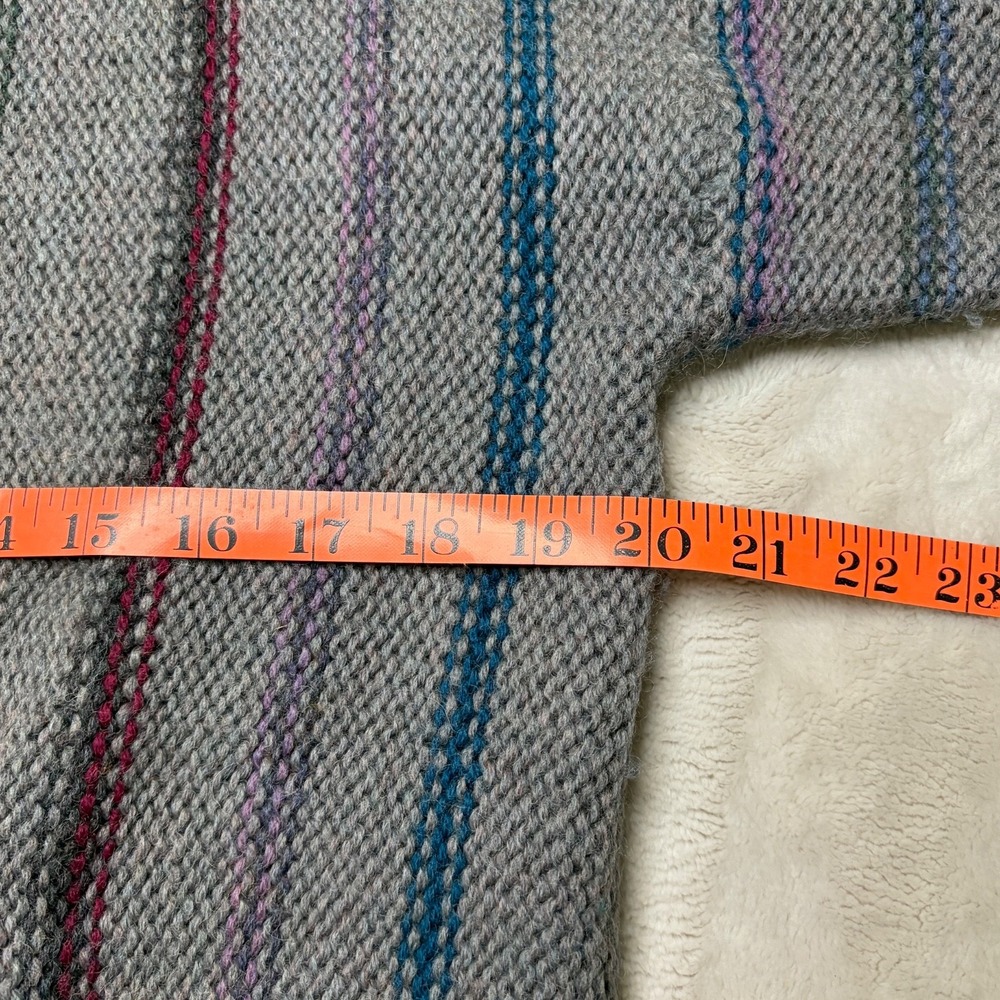 Vtg Boston Traders Sweater Mens M 100% Wool Stripe Chunky Knit Grandpa Grunge - Picture 7 of 7